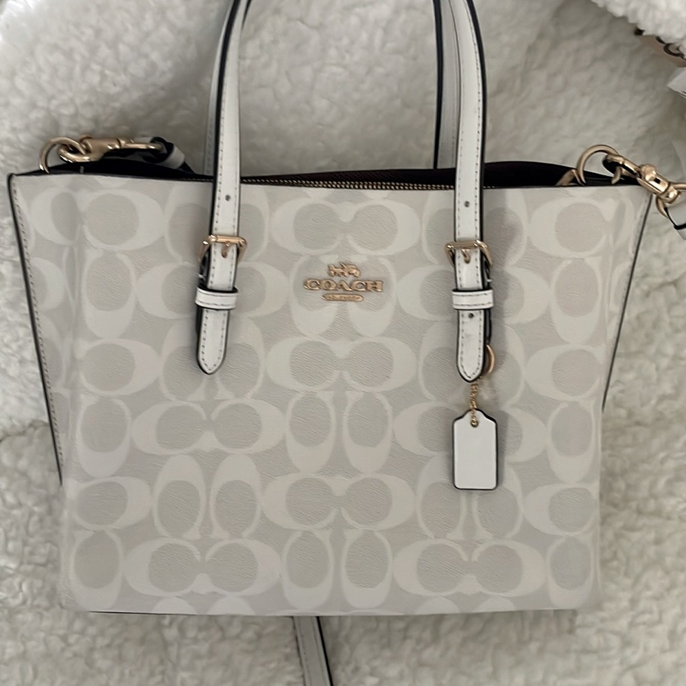 Small Coach bag 3 compartments middle compartment has zip closure very clean